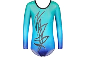 ZNYUNE Gymnastics Leotards for Girls Long Sleeve/Sleeveless Colorful Sparkle Athletic Ballet Dance Leotard for Kids 3-12 Years
