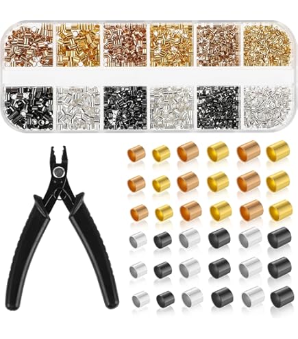 1200 Stück Quetschperlen Set - Komplettset Für Schmuck DIY Mit Zubehör & Aufbewahrungsbox