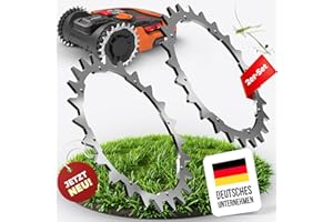LADSPRINT Edelstahl Spikes passend für Worx Landroid S/M | Inkl. 16x Edelstahl Schrauben | Entgratet | Poliert |Traktionsverbesserung für Mähroboter | Spikes für Mähroboter | Extra viele Zacken