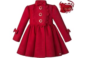 Ju petitpop Girls Kid Vintage Winter Christmas Party Coat Toddler Fashion Trench Overcoat Red Fall Clothing Warm Outfit