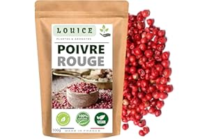 LOUICE Poivre Rouge Baie Baies Rose en Grains 100g - Épice Naturelle, Douce et Fruité, Idéale pour Viandes, Poissons, Sauces et Salades