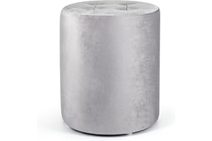 Trintion Dressing Table Chair 37X30cm Dressing Table Stool Round Velvet Chair Multi-Functional Footstool Ottoman Seat for Living Room Bedroom