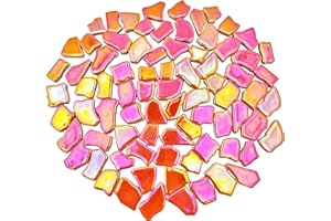 YOZIEMQ Unregelmäßige Keramik-Mosaikfliesen, 1,7 cm - 3,9 cm, 500 g, Keramik-Mosaikfliesen zum Basteln, Keramik-Mosaikstücke für Heimdekoration oder Bastelarbeiten, Mosaik-Zubehör (irisierende Mandarine)