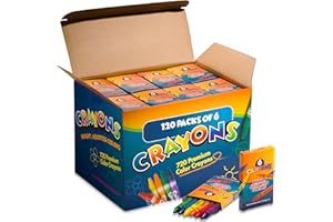 Bedwina Pastelli sfusi - 720 pastelli! Astuccio da 120 pastelli colorati premium per bambini, non tossici per bomboniere, ristoranti, sacchetti regalo, imbottiture per calze