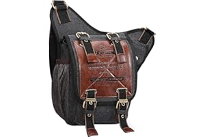 S-Zone Mens Vintage Canvas PU Leather Military Utility Shoulder Messenger Bags