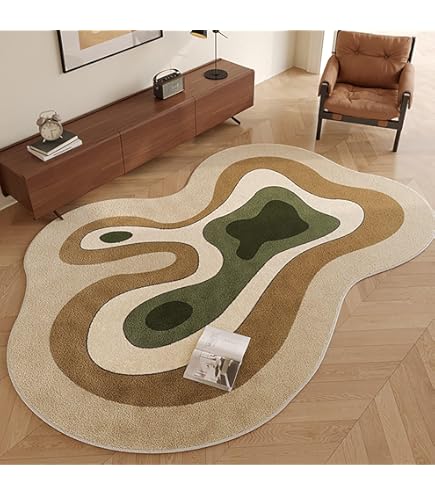 KEAOZVFE Tapis Moderne à Motifs Irréguliers, De Forme Irrégulière, Pour Salon, Chambre à Coucher, Salle à Manger, Esthétique, Art Déco