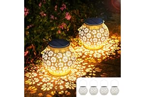 JOYCREATOR Solarlaternen für Außen Wasserdicht 4 Stück, Metall Rund Solar Laternen für Draußen Vintage, LED Solarlampen für Außen Gartendeko Hängend für Outdoor Balkon Patio Hinterhof Geschenke(Weiß)