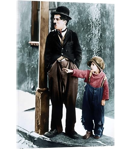 Affiche Murale Charlie Chaplin Style Vintage KUSTOM ART - Poster 40x30 Cm Sans Cadre, Décoration Salon Cinéma Hollywood