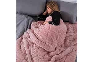 Brentfords Super miękki koc obciążeniowy z pluszowym polarem z mikroszklanymi koralikami, dla dorosłych, bezsenność, lęk, stres, róż, 125 x 180 cm - 6 kg