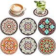 MAKINGTEC Silicone Drink Coasters Set 9cm Round Non-slip Coasters 3D Texture Coasters Rubber Coffee Mug Pad Decorative Cup Coasters Retro Style Coasters Tea Cup Mat for Hot and Cold Drinks(6 Pcs)