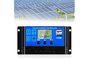 YOYIAG Régulateur Charge Solaire 10 A 12 V/24 V: Contrôleur Charge Solaire, Convertisseur Tension Intelligent Régulateur Solaire, Panneau Solaire, Interrupteur Batterie Avec Minuteur Contrôle LCD