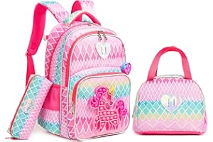 HTgroce Plecak dziecięcy Syrenka, Pop Bag it Fidget Toys Plecak dla dziecka Dziewczyna Szkoła Podstawowa, 3 w 1 Plecak dla dziecka Prezenty szkolne dla dziewcząt Dobry na wycieczki i szkoły.