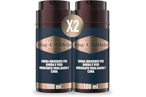 King C. Gillette CREMA IDRATANTE VISO E BARBA, con Vitamina B, 2 confezioni da 100 ml, AMMORBIDISCE La Pelle E La Barba Incolta,per CURA DELLA BARBA, IDEA REGALO