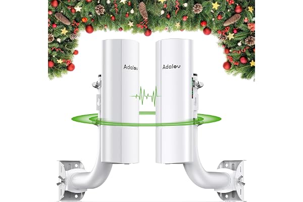 AdaLov CPE366 Gigabit Pont WiFi Extérieur, 5.8G 3KM Pont sans Fil, Antenne 16dBi, Plug & Play, Étanchéité IP65, Point-à-Point Réseau pour Abri de Jardin/Garage/Dépendance/Atelier, 24V PoE