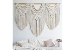 Hibisaws Macrame 110 cm (W) x 82 cm (H) Boho Tapestry, Large, Handwoven, Bedroom Wall Decoration, Balcony Decoration, Wall Decoration, Gift for Women