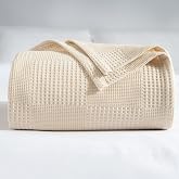 RAYME TEKSTİL Waffle Desenli Pike Yatak &Ouml;rt&uuml;s&uuml; Natural Krem, Tek Kişilik Pike 160x230 cm, 100% Pamuk, Hafif 4 Mevsim Kullanım