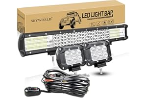 SKYWORLD 9D 50 cm 510W Barre de Led 4x4 Rampe avec 2pcs 10 cm 18W Phare de Travail Led Floodlights Feux de Travail et 12V faisceau de câblage kit pour Offroad Véhicules Voiture camions SUV ATV