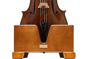 M MI & VI MI & VI Cello-Ständer aus Holz, 4/4, volle Größe, persisches blaues Samtplüschkissen, Holz, Celloständer mit Schleife, Aufbewahrungsfach im Lieferumfang enthalten