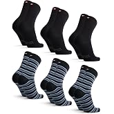 DANISH ENDURANCE Pack of 6 Organic Cotton Socks, Soft, Breathable, Men and Women, Fine Line Jacquard (2xBlack/Black, 2xBlack/