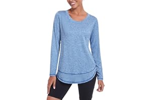 Deaviya Womens Long Sleeve Sports Tops UK, Sport Yoga T-Shirt Workout Running Tops, Crew Neck Quick Dry Golf Activewear Ladies Gym Sports Top