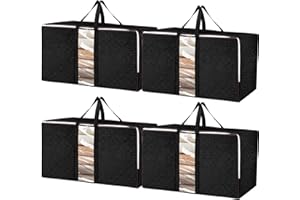 WSRYX 4er-Pack Extra große Aufbewahrungstaschen mit Reißverschlüssen, Klare Umzugskartons mit Deckel für Kleidung, Bettdecken, Wäsche, Umzug, Unter-Bett-Organizer