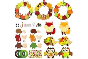 HILKKET Filz Bastelset für Deko, 9 Stück Owl Bastelset Herbst Basteln, DIY Igel Filz Kränze Bastelset, Kreativsets und Bastelbedarf für Kinder Thanksgiving Handwerk Geschenk