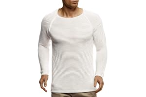 Leif Nelson LN7205N - Maglione invernale da uomo, basico, caldo, lavorato a maglia, con scollo rotondo