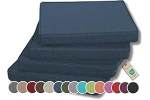 ‎GUTEKISSEN Gutekissen® Stuhlkissen Polsterauflage Auflage für Stühle/Bänke für Haus und Garten Sitzauflage Gartenkissen Sitzkissen viele Farben FK5 (50x50, Dunkelblau, 4)