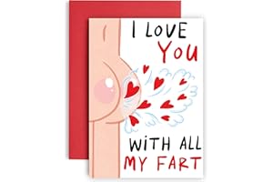 Huxters Funny Anniversary Card – I Love You with All My Fart Birthday Card – Hilarious Valentines Card for Husband, Wife, Boyfriend, Girlfriend – Eco-Friendly Uncoated Paper – A5 (Bottom 2)