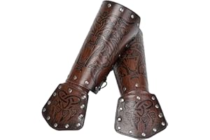 SEHABY Viking Wolf Head Leather Bracers, Medieval Celtic Knot Bracers, Nordic Clothing Accessories Bracers, LARP Halloween Costume Gauntlet Arm Armor, Vintage Leather Bracers for Men
