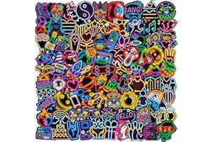 APAREAL Neon Sticker Set 100 Stück, Wasserfeste Aufkleber für Laptop Auto Scrapbook Fahrrad Skateboard Motorrad Snowboard Koffer Graffiti Trippy Sticker für Erwachsene Stickerbomb