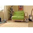 Comfy Living 2ft6 Small Single Wooden Futon Set with LIME GREEN Mattress