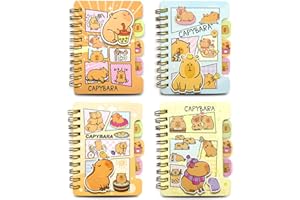 OptiPlay Quaderno Appunti, 4 Pezzi Quaderno ad Anelli, Block Notes, Capybara Portatile Taccuino Tascabile, Capybara Tascabile Piccolo Blocchetti, per Scrivere Note, Diario o Agenda