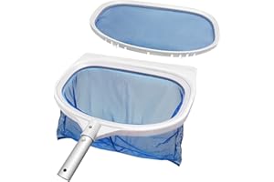 BSEICAL Pool Kescher Feinmaschig 2 in 1, Teichkescher für Algen, Kescher Pool mit Tiefes und Flaches Netz Austauschbar, Kescher Teich, Laubkescher Pool, Poolkescher, Bodenkescher Pool Schwimmbad Aquarium Spa