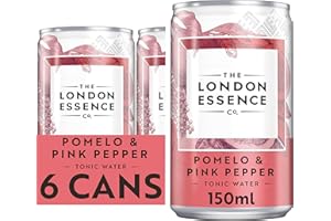 THE LONDON ESSENCE CO. Pomelo & Pink Pepper Tonic, Premium Cocktail Mixer, 150ml, Pack of 6 cans, No Artificial Colours Preservatives or Flavours, Low Calorie