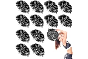 LINYAPRY 24 pompon metallici da cheerleader, per bambini, cheerleader, cheer, con manico a bacchetta, fiore per adulti