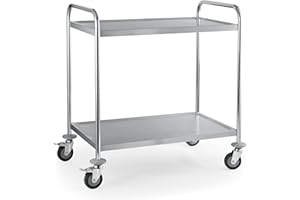BOOTH 2 Tier Stainless Steel Serving/Clearing/Catering Trolley / 86CM x 54CM x 94CM