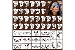 46 stycken barnsmink mallar halloween, makeup mallar barn | Återanvändbara ansiktsfärgmallar, tatueringsmall, för make-up, ha
