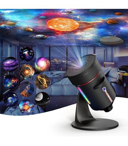 Galaxy Projektor Für Schlafzimmer – 13 Filmscheiben, 360° Drehbar, Timer, HD Sternenlicht