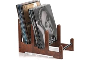 QILICZ Support pour disques vinyles - Porte-brochures - Support de rangement pour disques vinyles - Support de magazines - Étagère décorative en vinyle - 37 x 27 x 24 cm (Marron)