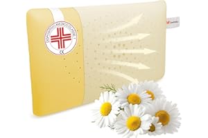 BELTALIA Cuscino Cervicale Memory Foam Aromaterapico – Dispositivo Medico Classe 1 Detraibile – Traspirante con Fori Surround – Fodera Jersey – Made in Italy - (Camomilla Jersey, 73x43 H14)