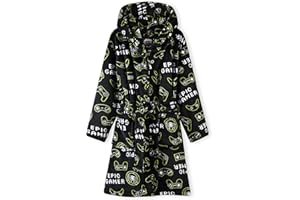 CityComfort Bata Forro Polar Niño, Albornoz Niños Diseño Gamer, Batas de Casa con Capucha, Regalos para Niños y Adolescentes Edad 7-14 Años