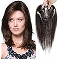 GULALUUK Hair Topper Hair Toppers for Thinning Hair Women Real Hair Hair Pieces for Thinning Hair Clip in Hair Topper 120 Density 3x4 Inch Swiss Bace (10inch, Dark Brown)