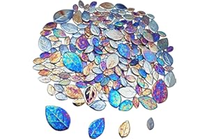 ANKTILY 500g Iridescent Leaves Ceramic Mosaic Tiles for Crafts, Mixed Sizes Stained Leaf Porcelain Mosaic Pieces for DIY Mosaic Projects, Home and Outdoor Decor (Blue)
