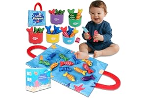 TenFans Montessori Angelspiel ab 1 Jahr aus Stoff - Mit Stapelbechern & Farbensortier-Set - Erstes Geburtstagsgeschenk - Reise-Lernspielzeug mit Sensory Activity​