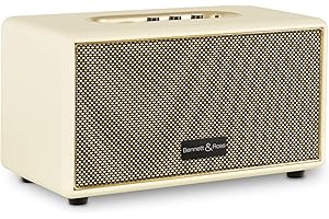 Bennett & Ross BB-860CW Blackmore – głośnik Bluetooth w stylu retro o wyglądzie skóry – głośnik w stylu vintage o mocy 2 x 30 W – wejście USB z odtwarzaczem MP3 – złącze jack 3,5 mm AUX – kremowo-biały