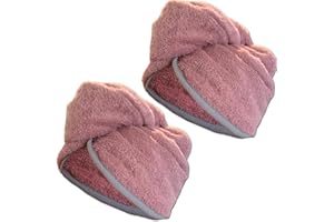 HOMELEVEL 2 Pezzi Turbante in Spugna con Bottone per Bambini in 100% Cotone, Assorbente, Tenuta Stabile 2 x altrose