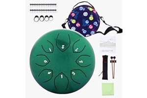 Musfunny Steel Tongue Drum Tongue Drum: 6 Inch 8 Notes C Major Handpan Instrument - Steel Tongue Drum Percussion Instrument for Birthday Gift Sound Healing Yoga Meditation (Green)