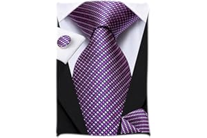 Hi-Tie Herren Krawatte Schwarz Paisley/Plaid/Streifen/Einfarbig Krawatten Set Einstecktuch Manschettenknöpfe Business Formal Hochzeit Meeting Geschenkbox in verschiedenen Farben