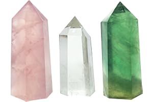 Mina Heal Barras de Cristal de curación, con Forma prismática, facetada y con Punta, para meditación, Terapia y Chakras, decoración